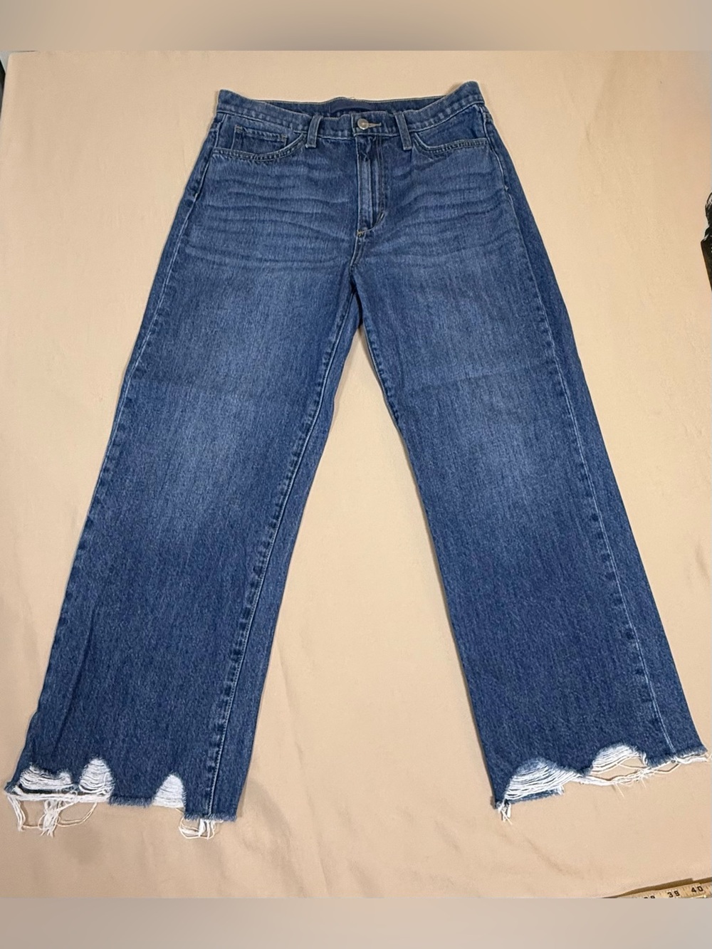 Joe's Jeans, The Blake, High Rise Wide Leg Frayed Hem Jean, Medium Wash,Size 29.